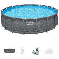Бассейн каркасный Bestway APX 365 ( 561KC) 5.49m x 1.32m Round Pool Set. 1 бассейн, песчаный фильтр-насос 220-240V, лестница, покровный тент, полисферы, 549x549x132 см