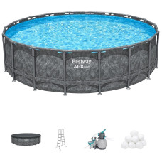 Бассейн каркасный Bestway APX 365 ( 561KC) 5.49m x 1.32m Round Pool Set. 1 бассейн, песчаный фильтр-насос 220-240V, лестница, покровный тент, полисферы, 549x549x132 см