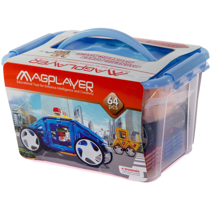 Конструктор Magplayer Детский магнитный, деталей 64 шт