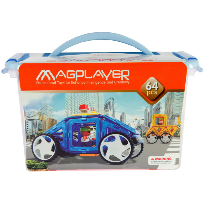 Конструктор Magplayer Детский магнитный, деталей 64 шт