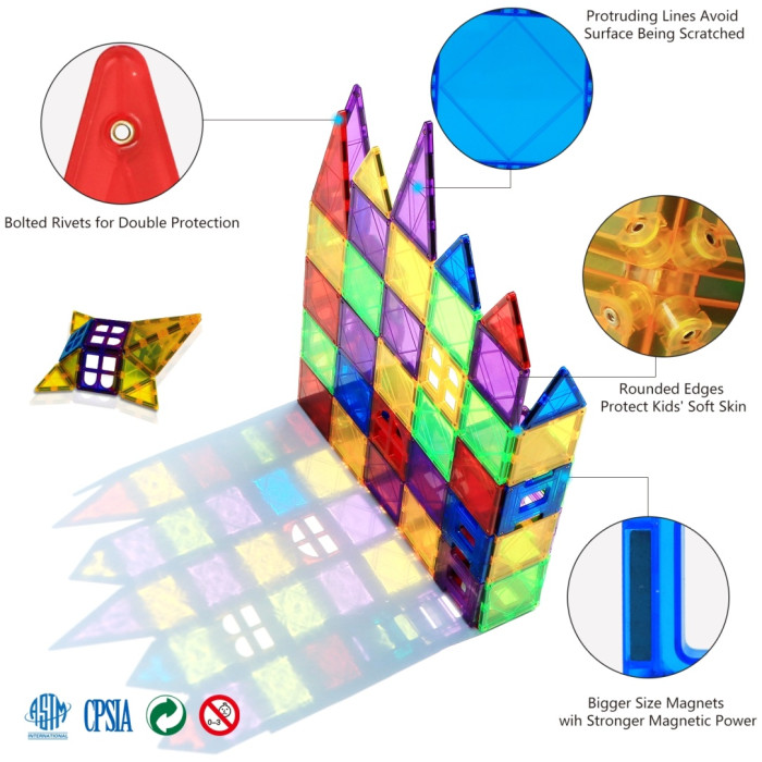 Конструктор Magplayer Magnetic, деталей 70 шт