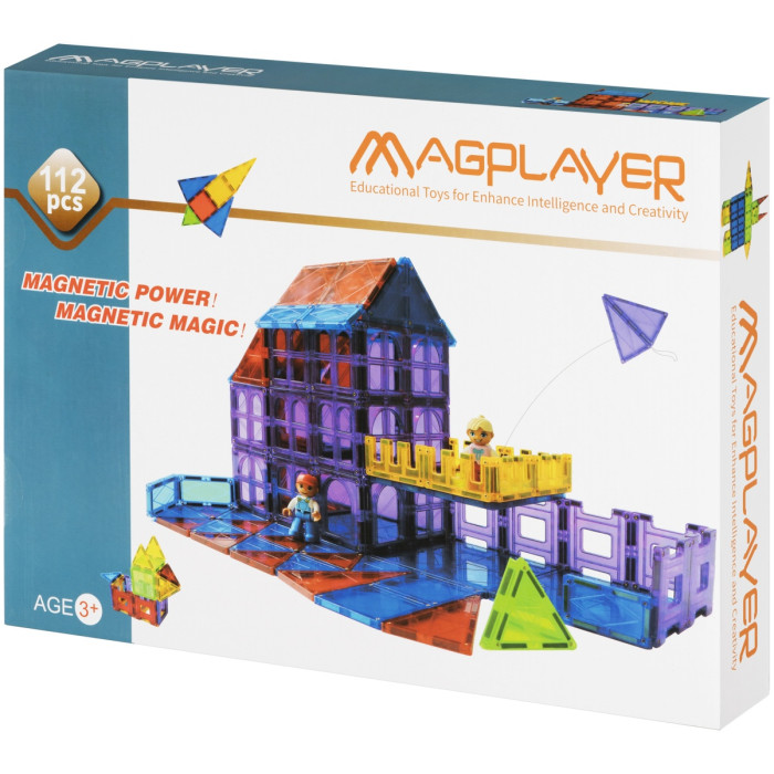 Конструктор Magplayer Магнитные плитки, деталей 112 шт