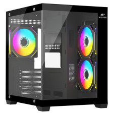 Корпус Wintek Aquarium V2 H101-B TG, mATX, USB 1*3.0/2*2.0, 3*12cm ARGB PWM (контр. + пульт д/у), чёрный