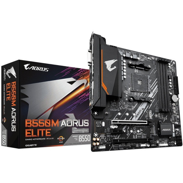 MB Socket AM4, MATX, AMD B550 (DVI+HDM) Gigabyte B550M AORUS ELITE, 4DDR4, 2PCIx16,PCIx1