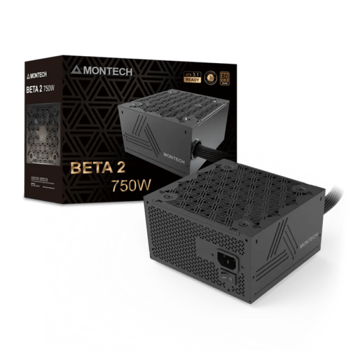 Блок питания Montech 750W, BETA 2 750W, Non Modular, ATX, 80+ BRONZE, КПД 90%, Fan 120mm, Черный
