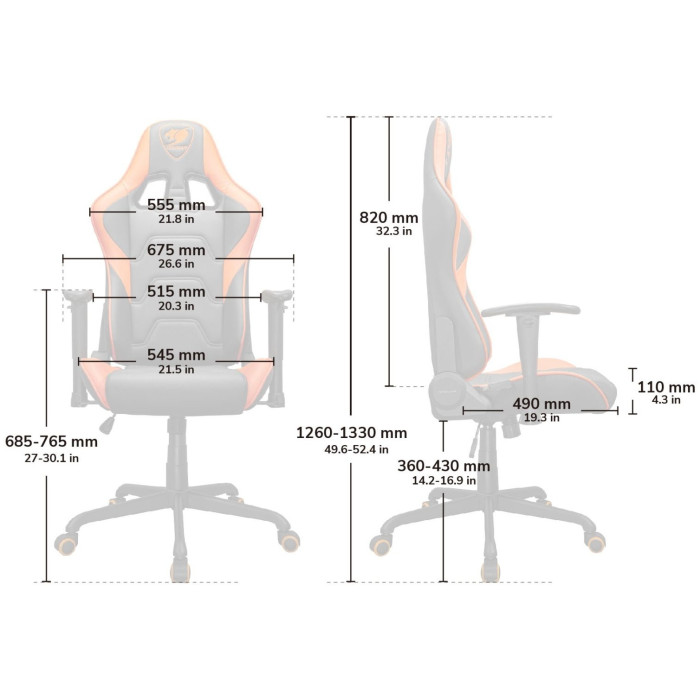 Игровое кресло COUGAR Armor Elite, черный, оранжевый