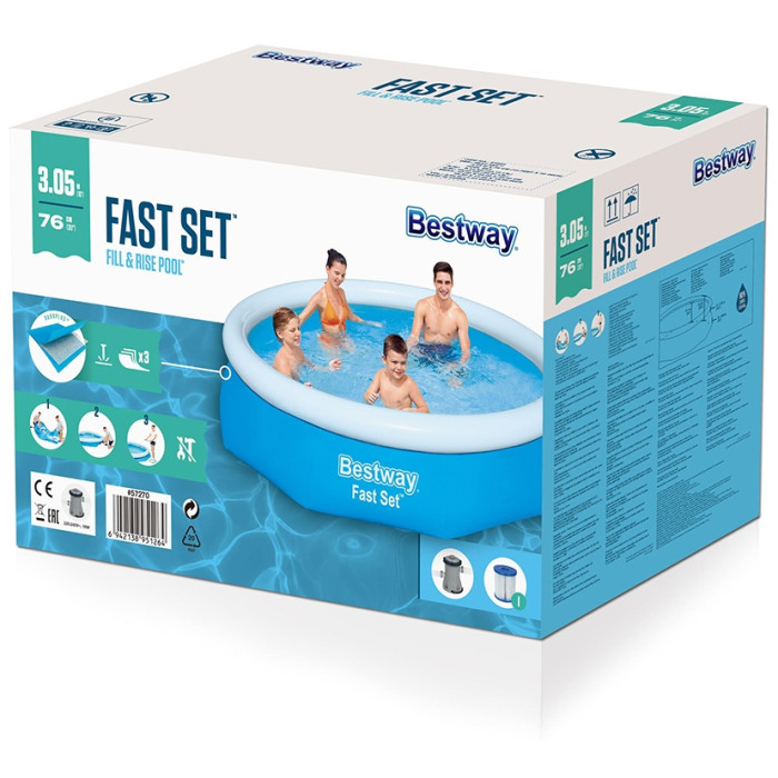 Бассейн надувной Bestway 57270, 305x305x76 см