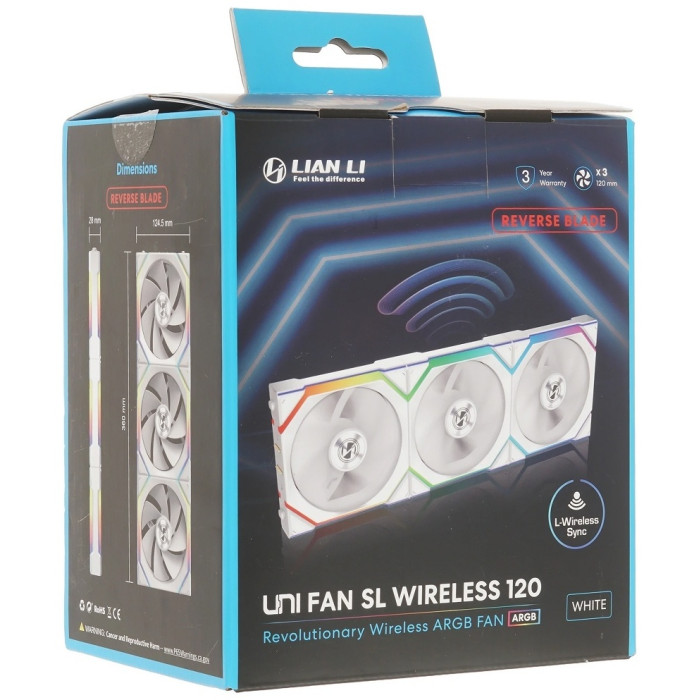 Вентилятор для корпуса Lian Li UNI FAN SL WIRELESS 120 3x120mm wit controller White G99.12RSL1W3W.00