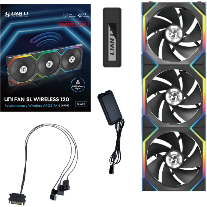Вентилятор для корпуса Lian Li UNI FAN SL WIRELESS 120 Reverse Blade ARGB 3x120mm G99.12RSL1W3B.00