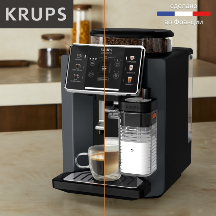 Кофемашина Krups Sensation Milk EA912B10 черный, серебристый