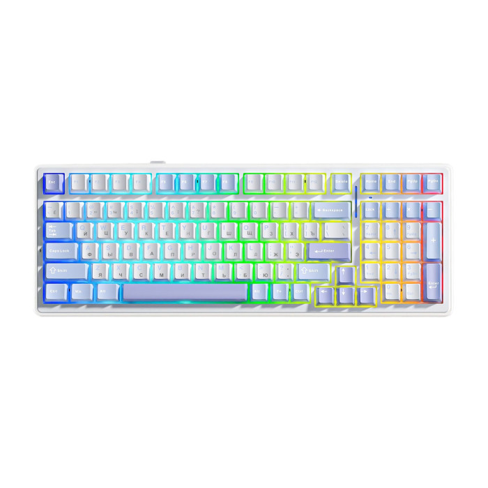 KeyBoard Bluetooth, Aula F99, BT/wireless/Type-C, mechanical, white-blue-purple