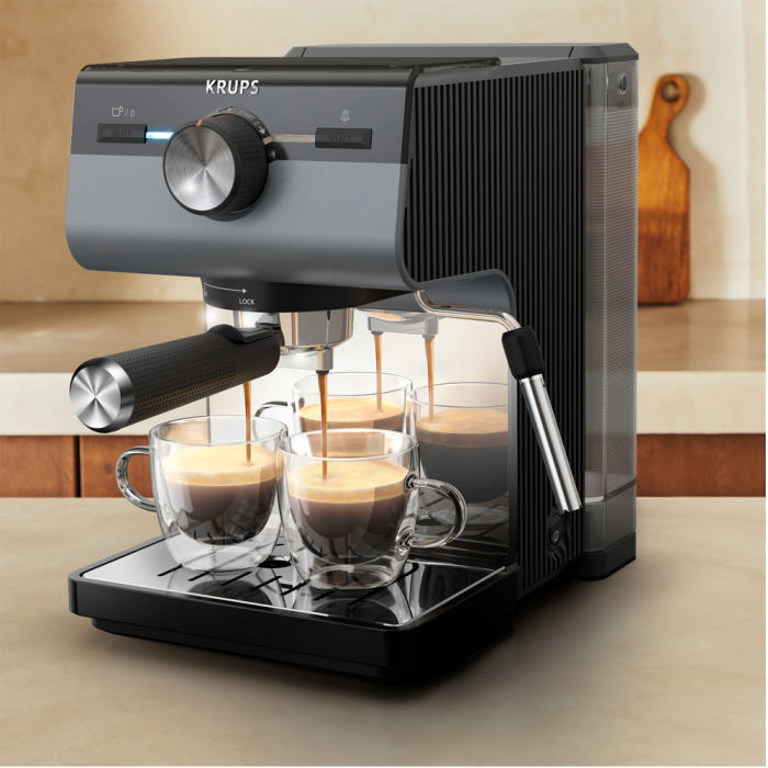 Кофеварка Krups Authentic+XP384G10 черный, серебристый