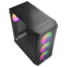 Корпус Wintek Tornado Pro PS195-B-M TG, ATX, USB 1*3.0/2*2.0, HD+Mic, 0,5mm, 4*12cm ARGB, Black