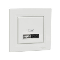 Розетка USB SE EPH2700421 Asfora A+С 45 Вт (быстрая зарядка) в сборе белый<br>51472