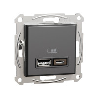 Розетка USB SE EPH2700371 Asfora A+С механизм антрацит<br>52717