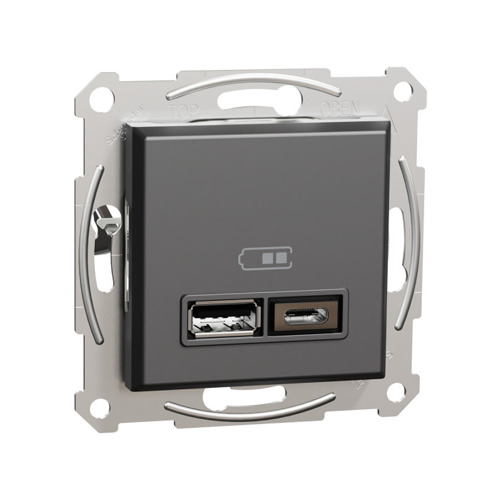 Розетка USB SE EPH2700371 Asfora A+С механизм антрацит<br>52717