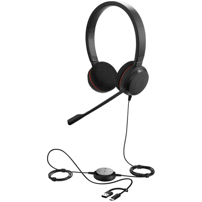 Jabra EVOLVE 20 SE Stereo MS USB C/A adapter Leather черный