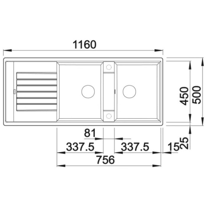 Blanco Zia 8 S кофе (515602) накладная 116х50х19 см, искусственный гранит, тон кофе