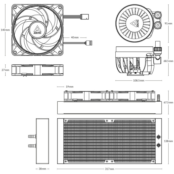 Arctic Liquid Freezer III - 280 A-RGB(White)