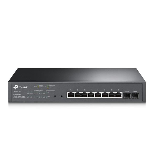 Коммутатор TP-Link/TL-SG1210MP/8 гигабитных портов PoE+ 150Вт и 2 гигабитных слота SFP