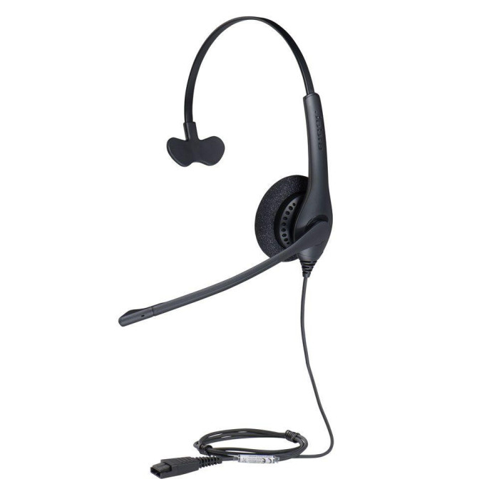 Jabra BIZ 1500 Mono, QD, NC, EMEA<br>Microphone	
Noise cancelling, Uni-directional

Color
black

Impedance
300 Ohm

Microphone sensitivity	
-35 to -31 dB@f=1kHz, Pin=1Pa,0dB=1V/Pa

Headphone sensitivity	
102dB±3dB

One-way headset
Yes

Type of sub - concl