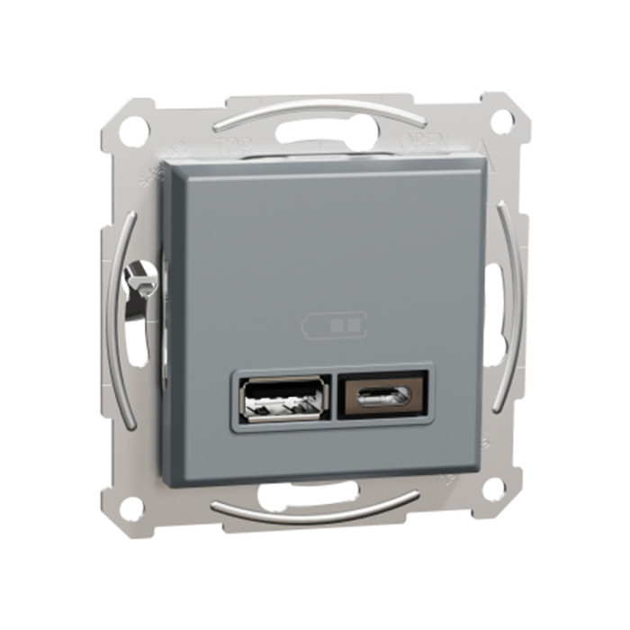 Розетка USB SE EPH2700362 Asfora A+С 2,4А механизм сталь<br>58200