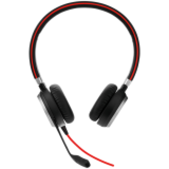 JABRA EVOLVE 40 MS Stereo USB Headband, Noise cancelling, USB and 3.5 jack connectivity, with mute-button and volume control on the cord, Busylight , Discret boomarm, Microsoft optimized<br>