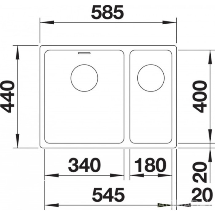 Blanco Andano 340/180-U (522979) подстольная 58.5х44х19 см, нержавеющая сталь, тон серебристый металлик