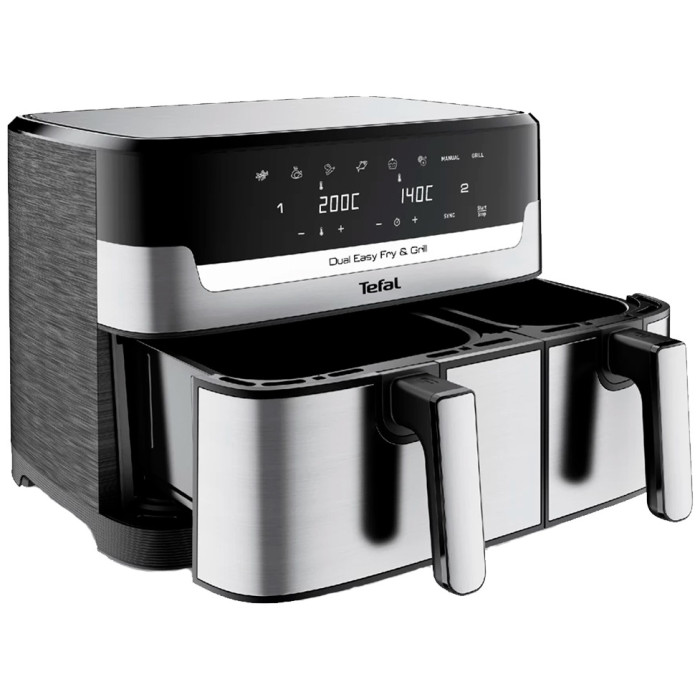 Аэрогриль Tefal Dual Easy Fry&Gril EY-905D10 черный, серебристый
