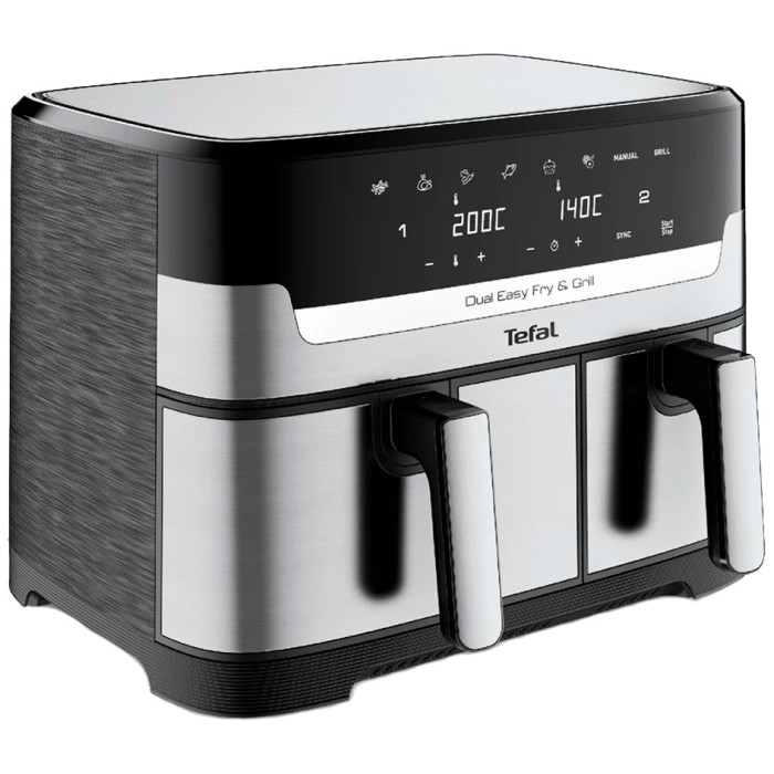 Аэрогриль Tefal Dual Easy Fry&Gril EY-905D10 черный, серебристый