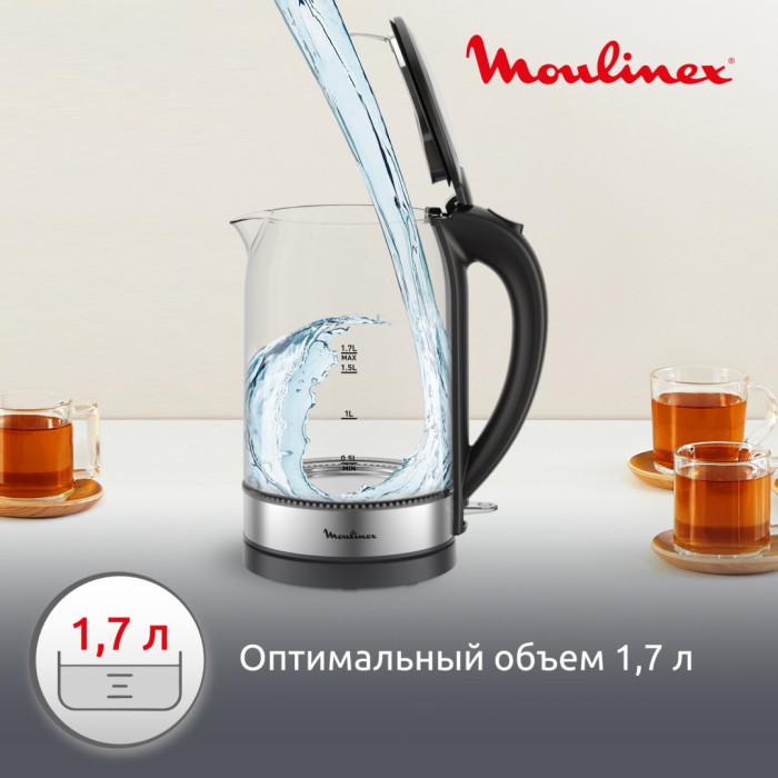 Электрочайник Moulinex BY3S0DF0 черный, прозрачный