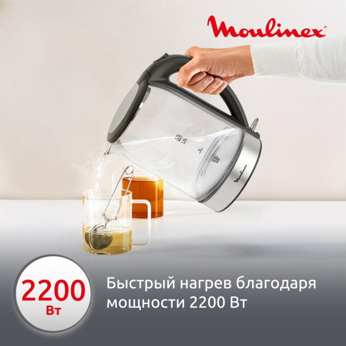 Электрочайник Moulinex BY3S0DF0 черный, прозрачный
