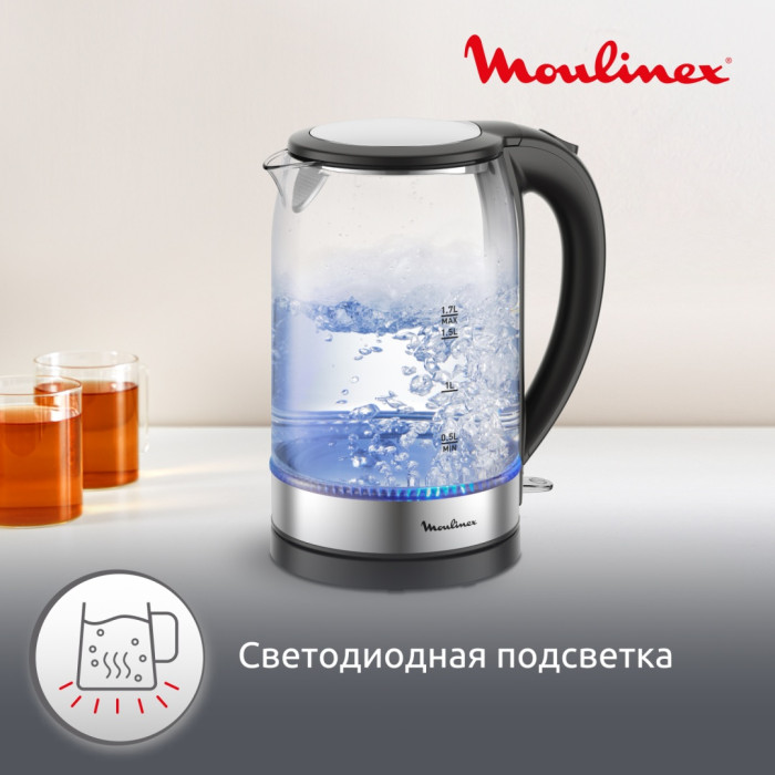 Электрочайник Moulinex BY3S0DF0 черный, прозрачный