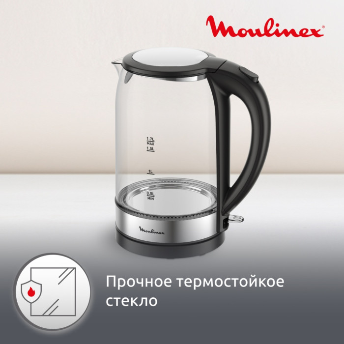 Электрочайник Moulinex BY3S0DF0 черный, прозрачный