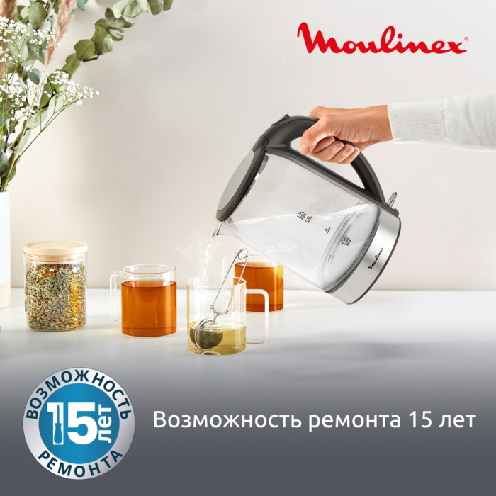 Электрочайник Moulinex BY3S0DF0 черный, прозрачный