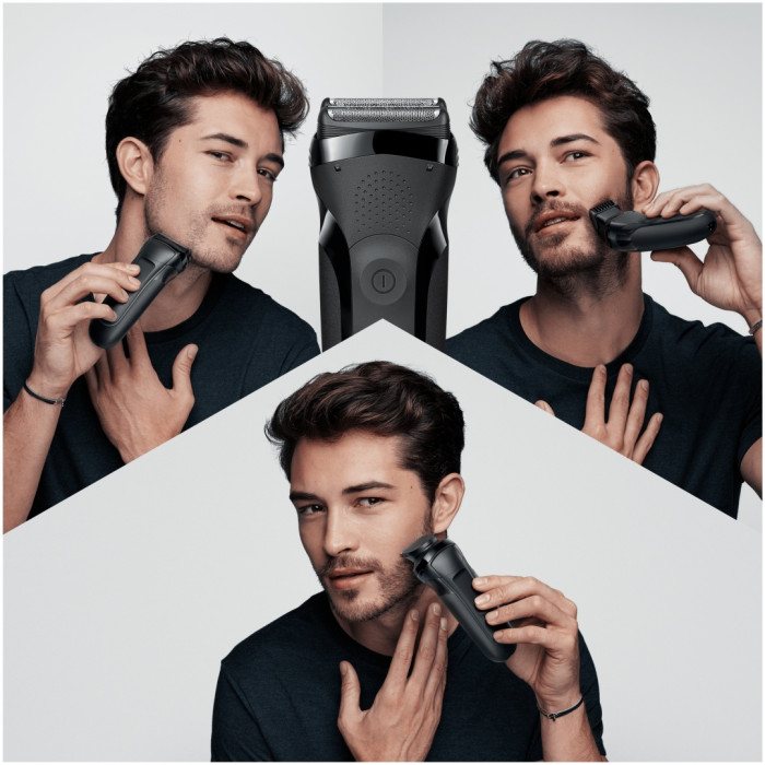 Braun Series 3 300BT с точной насадкой-триммером и 5 гребнями, чёрная