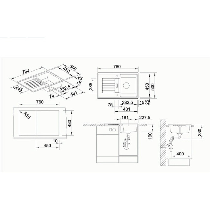 Blanco подстольная Zia 45 S, черный