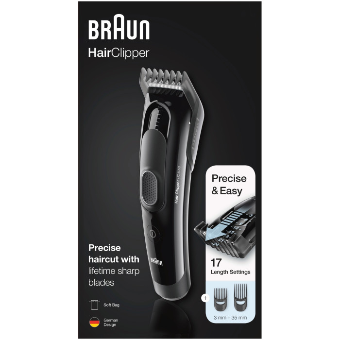 Braun HC5050 с 2 гребнями и зарядной подставкой, черный