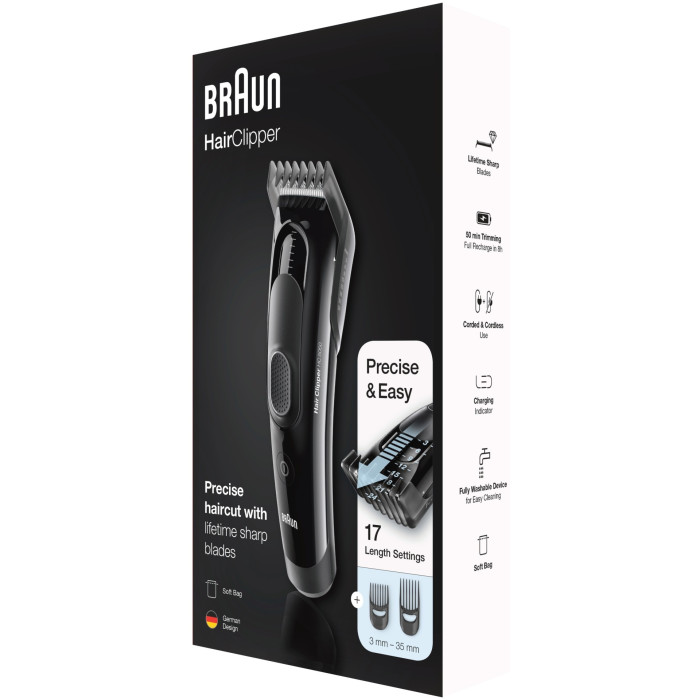 Braun HC5050 с 2 гребнями и зарядной подставкой, черный