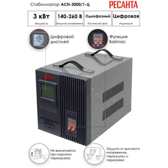 Стабилизатор напряжения Ресанта ACH-3000/1-Ц