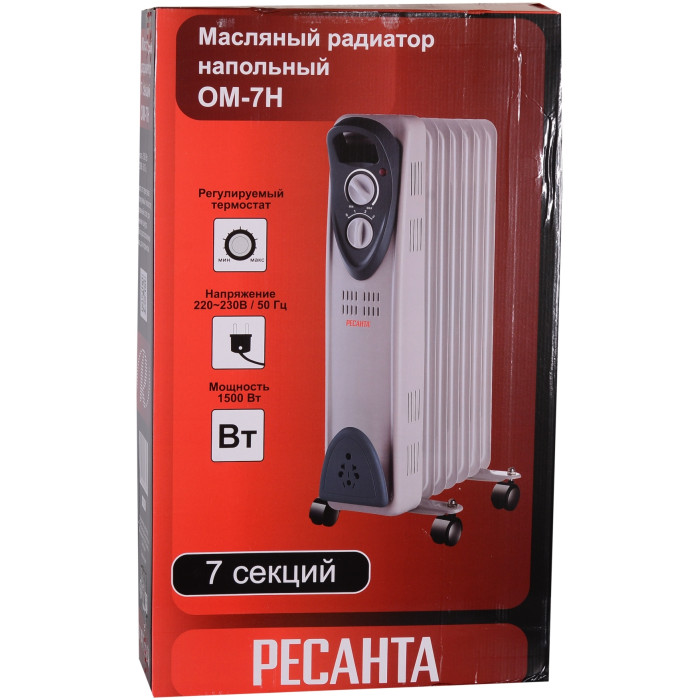 Масляный радиатор Ресанта РЕСАНТА ОМ-7Н белый