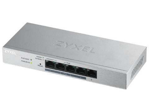 Web-managed Gigabit PoE Switch Zyxel GS1200-5HP, 5xRJ-45: 1G (4x PoE+), desktop, fanless