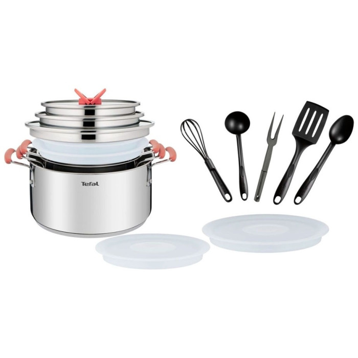 Tefal смешанный набор G720SD74 Opti'Space сталь, пластик 13 в 1