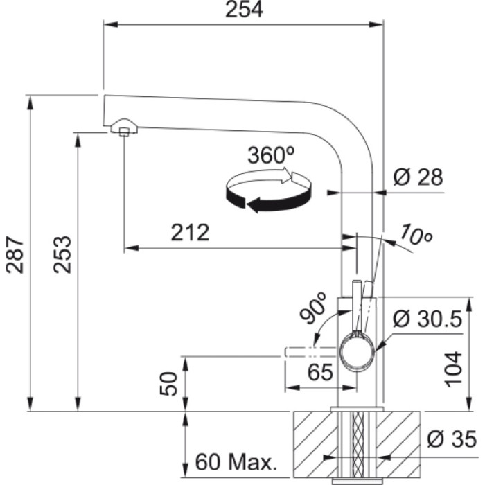 Смеситель для кухни Franke Lina Clear Water 2.0 L Swivel MB (120.0730.802), латунь, цвет черный