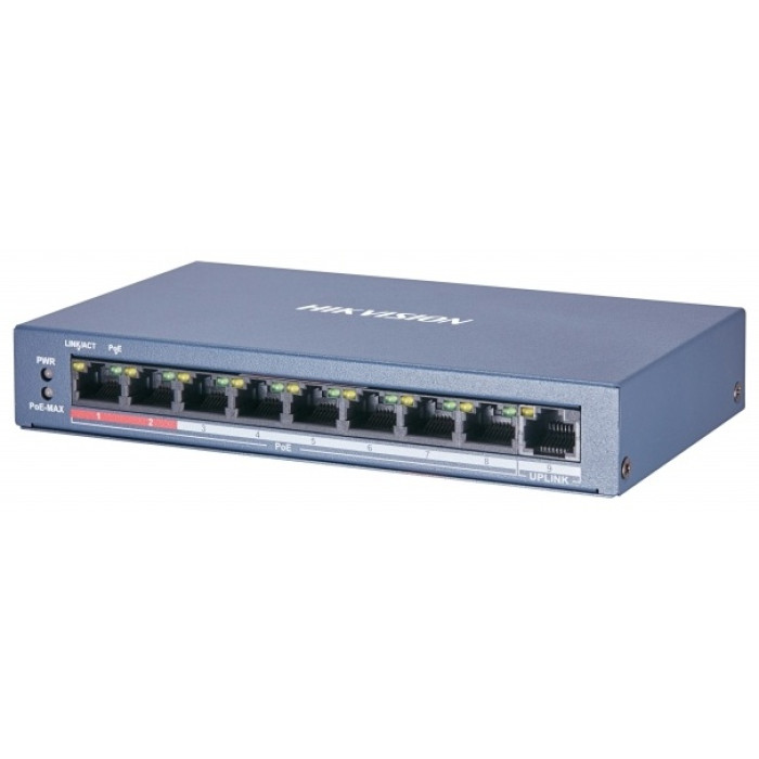 Hikvision DS-3E0109P-E/M(B) Коммутатор 8-портовый неуправляемый PoE