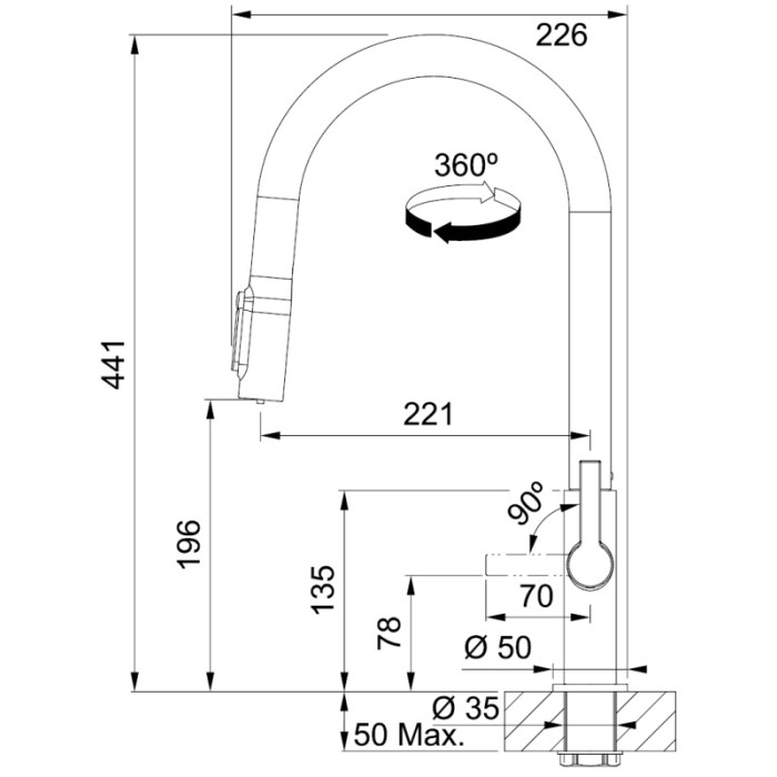 Смеситель для кухни Franke Maris Slim Clear Water J Pulldown MB (120.0730.911), латунь, цвет черный