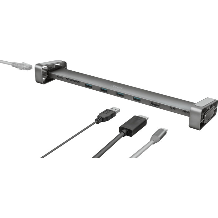 Trust Dalyx Aluminium 10-in-1 USB-C Multi-port Dock 23417 серый