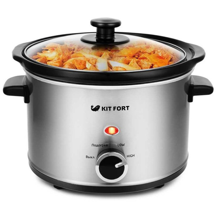 Медленноварка Kitfort КТ-206 черный, серебристый