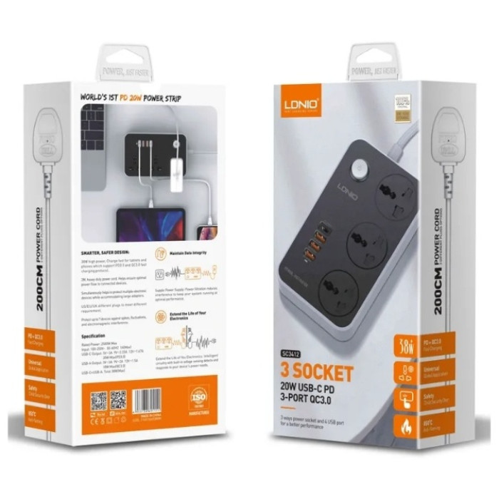 Сетевой фильтр LDNIO SC3412 2 м