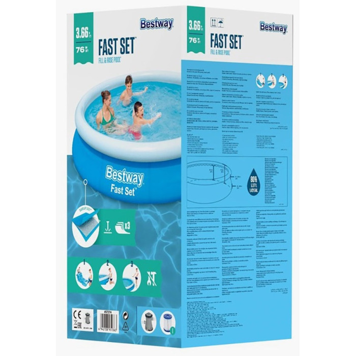 Бассейн надувной Bestway Fast Set 57274, 366x76 см